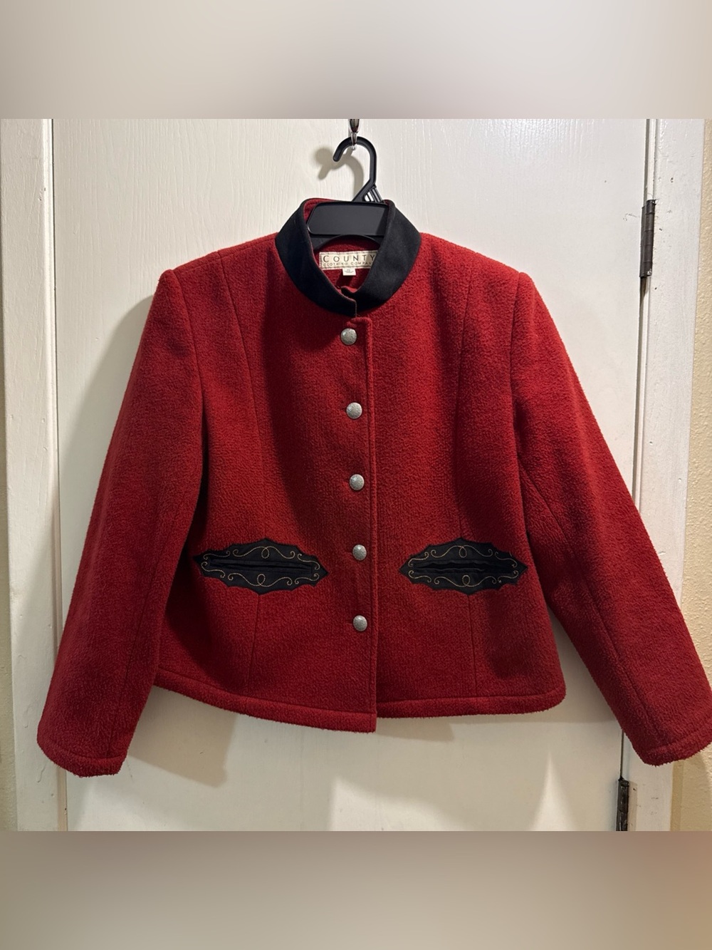 County Classics Equine Style Red Short  Jacket with Black Trim